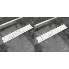vidaXL Rigolă liniară de duș 2 buc. 630x140 mm, oțel inoxidabil, bule