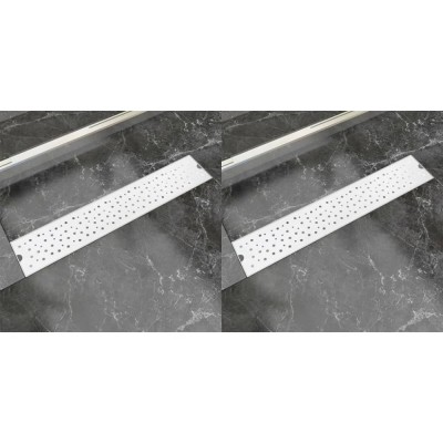 vidaXL Rigolă liniară de duș 2 buc. 630x140 mm, oțel inoxidabil, bule foto