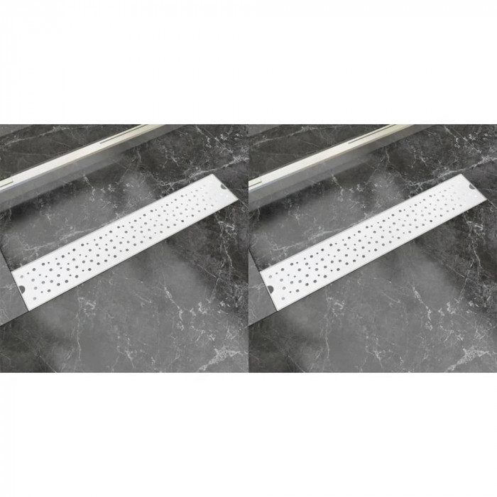 vidaXL Rigolă liniară de duș 2 buc. 630x140 mm, oțel inoxidabil, bule