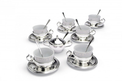 Set argintat ceai 6 persoane &amp;ldquo;Oriental Extra Lusso&amp;rdquo; by Chinelli COD: 612 foto