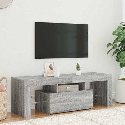 Comodă TV cu lumini LED, gri sonoma, 120x35x40 cm foto