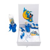 Cumpara ieftin Set Cutie Trusou cu Lumanare, 9 Piese &quot;Cu drag de la nasi&quot; - Baby Mickey, Albastru electric - TB209