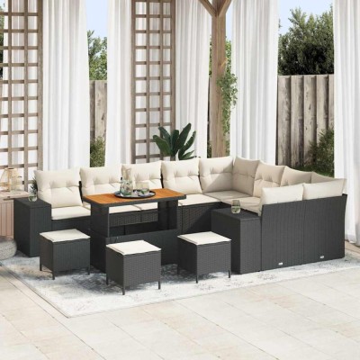 vidaXL Set de canapele pentru grădină 13 pcs Negru poliratan 3362050 foto