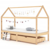 VidaXL Cadru de pat copii, cu sertare, 90 x 200 cm, lemn masiv de pin