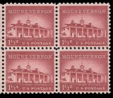 SUA 1954 - Mount Vernon, uzual 1 1/2c, bloc de 4 neuzat