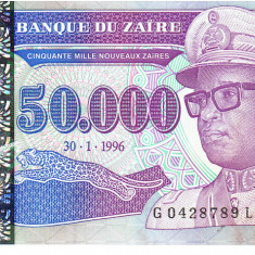 Zair 50 000 Noveaux Zaires Mobutu 1996 P-75 aUNC