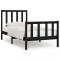 Cadru de pat mic single, negru, 75x190 cm, lemn masiv