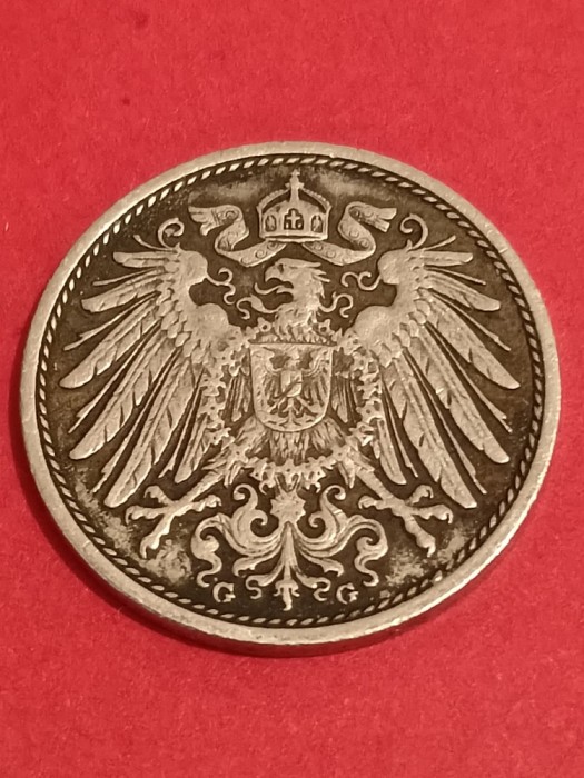10 pfennig 1914 G [rara] , stare aUNC+ , patina [poze]. Discount conform descriere [10 - 20 %. Vezi descrierea.].