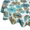 Față de Masă Rotundă Albă cu Flori Ciel/Taupe, 180cm, Plastifiată PEVA, Acril - Elegantă &amp; Practică