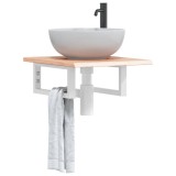 vidaXL Raft pentru lavoar montat pe perete, oțel și lemn masiv stejar 3302552