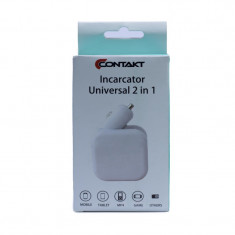 Incarcator universal 2 in 1 auto/retea Alb 2.1A foto