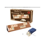 Cumpara ieftin Set Rummy Lemn Deluxe LaModaHome WZ4741, 104 Piese, Zaruri, Portabil, Joc Familie, Cadou, 54x14x11cm