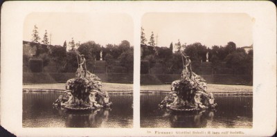 ST12N Firenze, Giardini Boboli, il lago coll&amp;rsquo;isolotta, 1905, stereoscopic photo foto