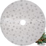 Covoras decorativ pentru brad de Craciun 78 cm alb-argintiu Ruhhy
