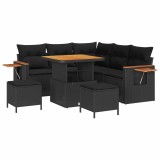 vidaXL Set de canapele pentru grădină cu pernă 8 pcs Negru 3363169