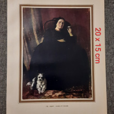 Litografie Dama in Negru-Theodor Aman 1930