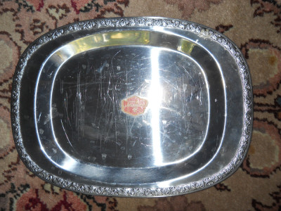 Tava ovala cromargan WMF,30x22cm. bordura decorata in relief foto