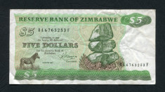 Zimbabwe 5 dollars 1983 VF P2c foto