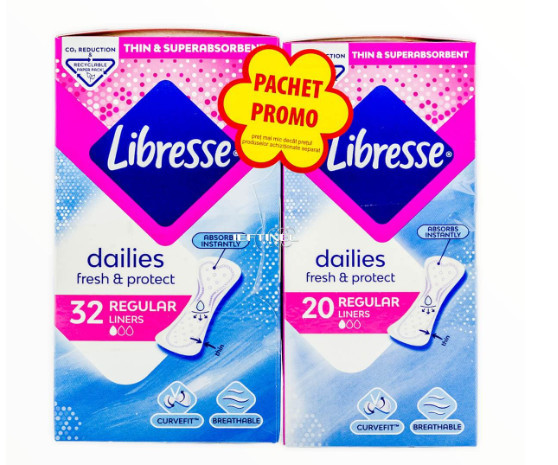 Absorbante intime Libresse Zilnice Fresh &amp; Protect - 32buc + 20buc