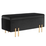 HOMCOM Băncuță, Polsterbank cu spațiu de depozitare, Metal, Lemn de Cauțiuc, Spumă, 100 x 40 x 42 cm, Negru | Aosom Romania