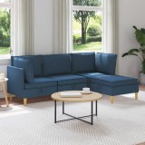 vidaXL Set de mobilier pentru living cu pernă 4 pcs albastru Țesătură 3413715