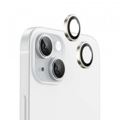 Folie de protectie Camera Spate Blueo Metal Frame pentru Apple iPhone 15 Plus / 15, Sticla Securizata, Galbena