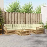 vidaXL Set de canapele de exterior 6 pcs Alb și crem Poliester 3390540