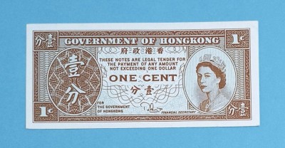 Hong Kong 1 Cent 1961 UNC p#325 foto