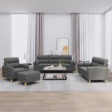 vidaXL Set de canapele cu perne, 4 piese, gri &icirc;nchis, material textil