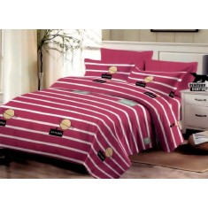 Lenjerie de pat pentru o persoana cu husa de perna dreptunghiulara, Saturn, bumbac mercerizat, multicolor