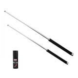 Cumpara ieftin Set doua bastoane telescopic pliabile si spray paralizant chili DEPOX&reg;, 51 cm / 65 cm/ 60 ml, argintiu
