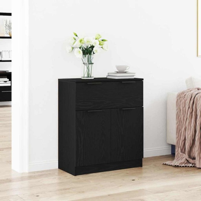 vidaXL Bufet cu sertar Negru 60 x 30 x 70 cm Lemn compozit