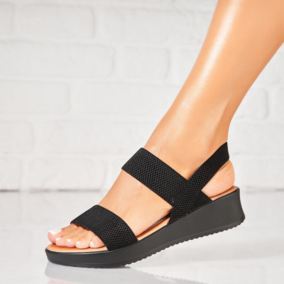 Sandale dama cu platforma Negre din Textil Joxer foto
