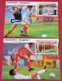 Lot 2 Foto-Carti poștale maximă filatelică - meciurile SCOTIA-URUGUAY si DANEMARCA-URUGUAY Campionatul Mondial MEXIC 1986)