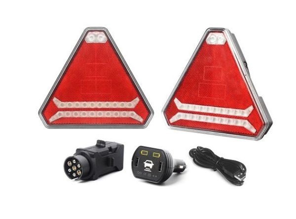 2 x Wireless Neon LED Triunghiular Magnet Lumina spate de Remorca Camion 12v 24v E9