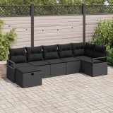 VidaXL Set de canapele pentru grădină 7 pcs Negru 287 x 122 x 85 cm