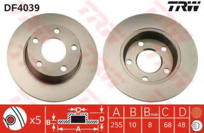 Disc frana AUDI A6 Avant (4B5, C5) (1997 - 2005) TRW DF4039 foto