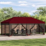 vidaXL Pavilion cu panouri laterale 6 x 3 m Burgundy Poliester și oțel 3375992