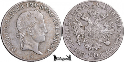 1843 E (Alba Iulia), 20 Kreuzer - Ferdinand I - Imperiul Austriac foto
