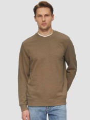 s.Oliver Bluza simpla barbati din amestec de bumbac si viscoza, Regular fit, Maro, S