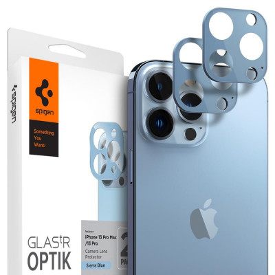 Set 2 Folii de protectie camera Spigen Optik.TR Protector pentru Apple iPhone 13 Pro/13 Pro Max Sierra Albastru foto