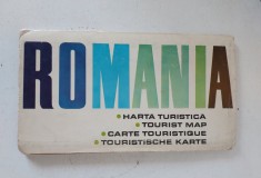 Harta Turistica Romania, harta veche plianta in format mare anii 70, stare buna