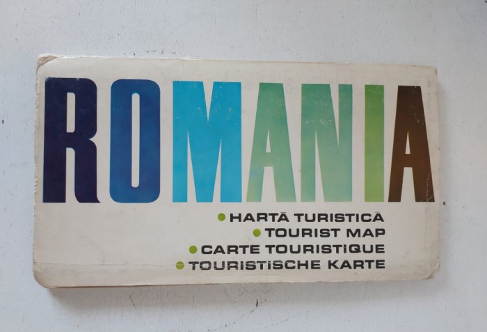 Harta Turistica Romania, harta veche plianta in format mare anii 70, stare buna