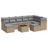 Cumpara ieftin Set canapele de gradina cu perne, 10 piese, bej, poliratan