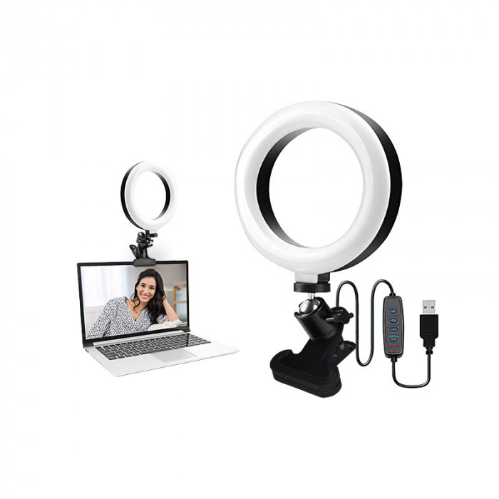 Lampa Circulara eLIVE JY-6, Tip Ring Light 16cm, Smartphone Selfie, Makeup Lamp