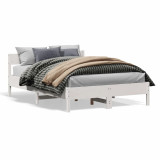 VidaXL Cadru de pat cu tăblie, alb, 140x190 cm, lemn masiv de pin