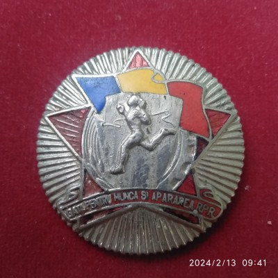-Y- INSIGNA SPORTIVA - GATA PENTRU MUNCA SI APARARE , MODELUL DE 3, 5 CM foto