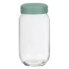Borcan Sticla Transparent 1L cu Capac Verde Menta - Depozitare Alimente, Congelator, Plastic/Sticla, 9x19 cm