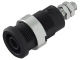 Conector banană 4mm soclu 36A 1kV negru nichelat