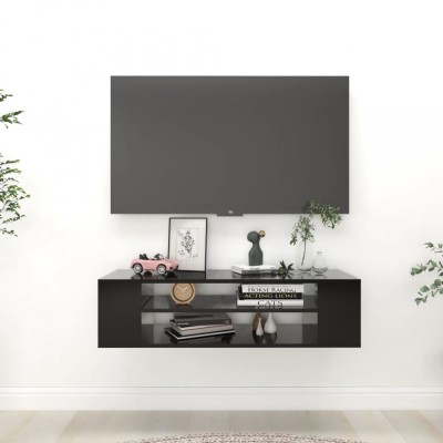 vidaXL Dulap TV suspendat, negru, 100x30x26,5 cm, PAL foto